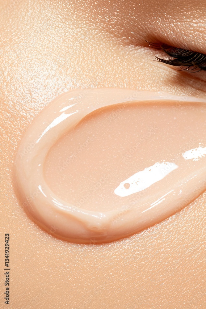 Fototapeta premium Face cream application on fair skin; beauty treatment for hydration and skin care
