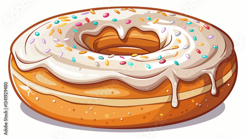 sugar coated donuts, icing white sugar on top of thick and creamy doughnut, closeup photo with neutral background, food and bakery content White background