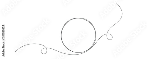 Line Art Round Frame Speech Bubble Shape. Decorative Curve Outline Element for Text Note Remark. Simple Geometric One Line Border Silhouette Sign Isolated on background