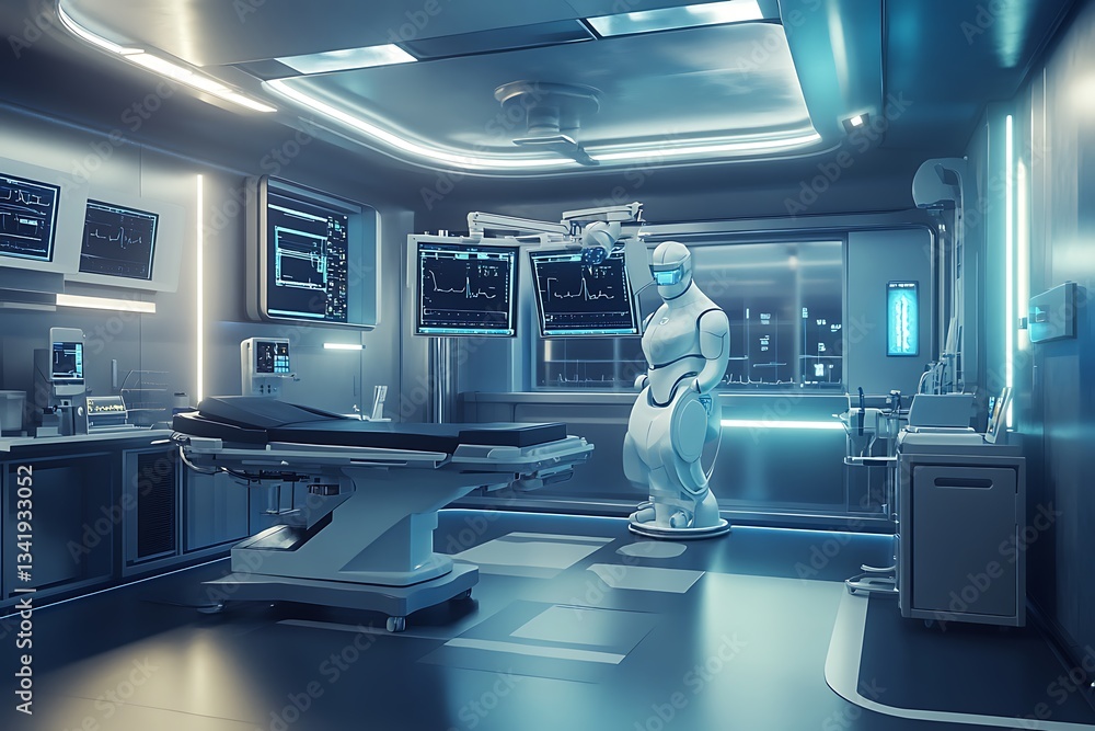 Futuristic Operating Room with High-Tech Medical Equipment - Advanced Surgical Environment Futuristic Operating Room with High-Tech Medical Equipment - Advanced Surgical Environment