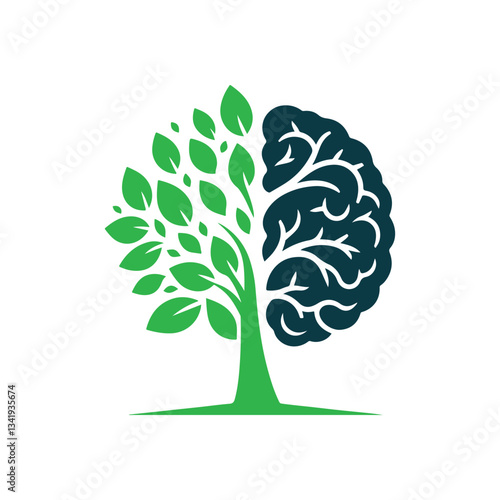 brain tree vector silhouette clip art logo design