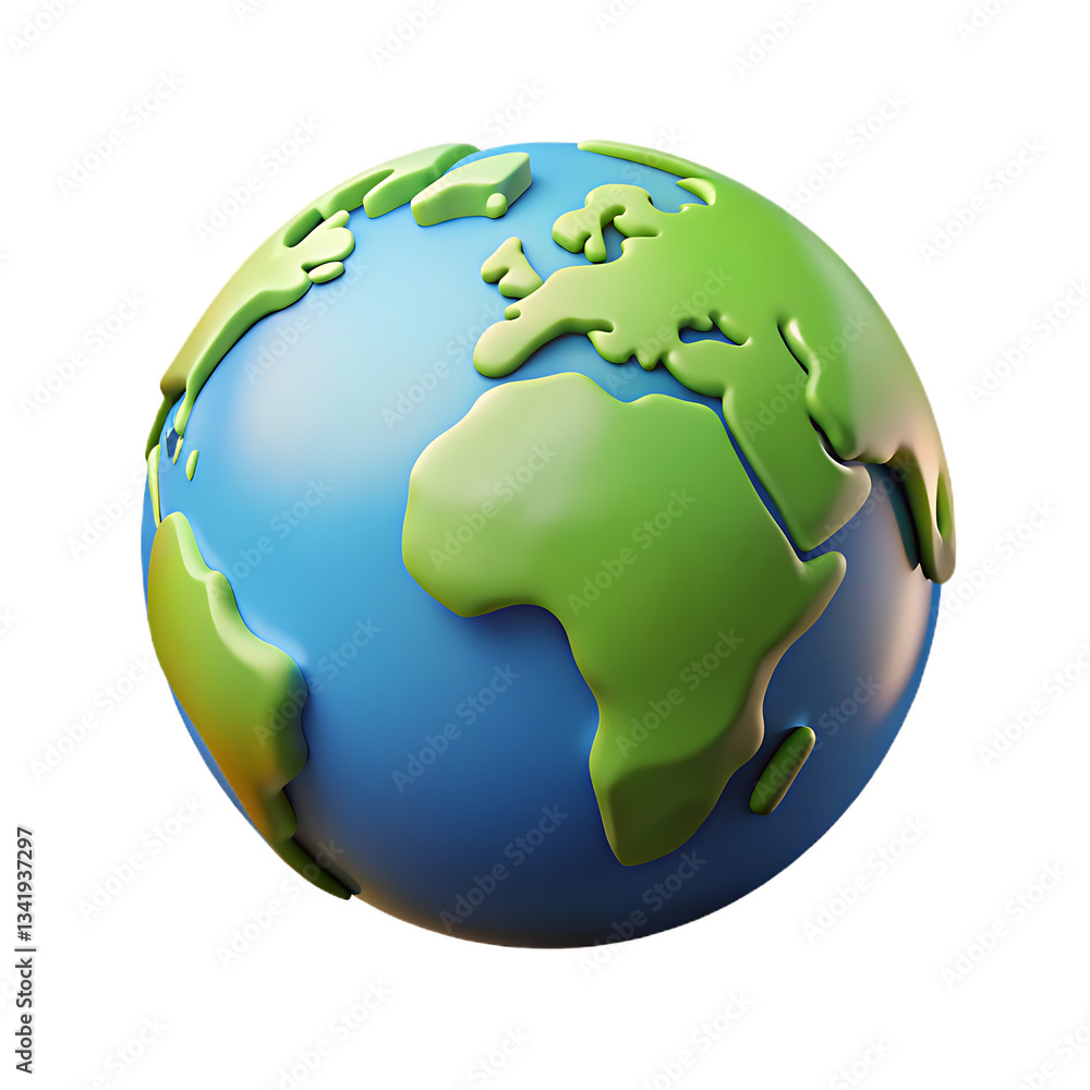 Naklejka premium 3d earth globe icon on transparent background