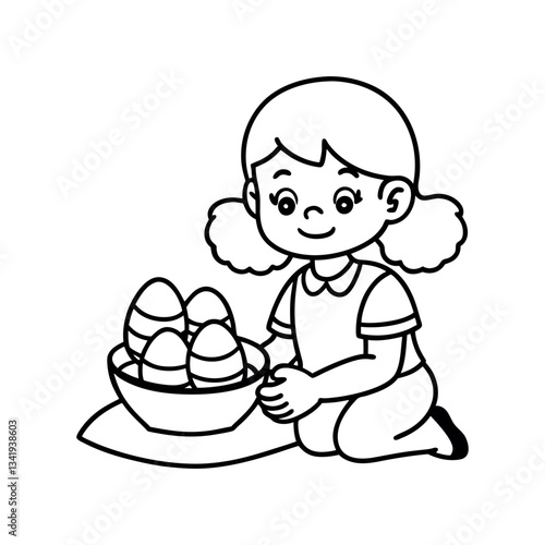 girl with a basket of easter eggs