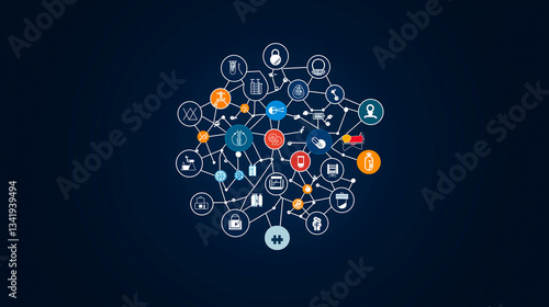 Obraz na płótnie abstract technology network connection background w salonie