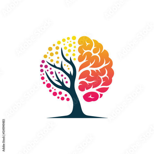 brain tree vector silhouette clip art logo design