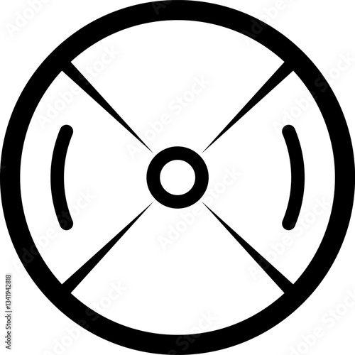 Foto Radioactive symbol with cross dividing the circle into four parts representing n