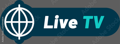 Live TV button featuring globe icon suggesting worldwide availability of streaming service, ideal for websites and applications related to online television
