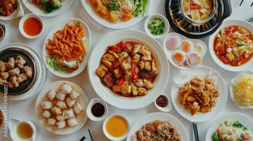 Wallpaper Mural Topview Chinese food platter showcase in version 61 Torontodigital.ca