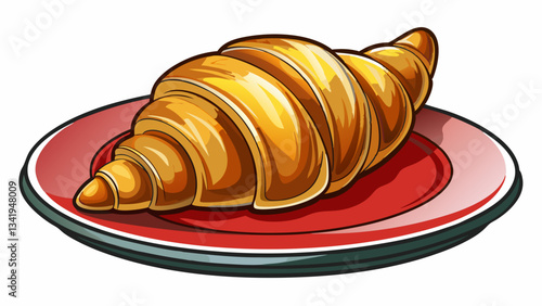 croissant on a plate, neutral surface White background