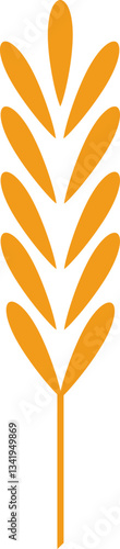 Orange wheat stalk icon representing agriculture, farming, and harvest, featuring a simple yet evocative design that captures the essence of food production and natural growth