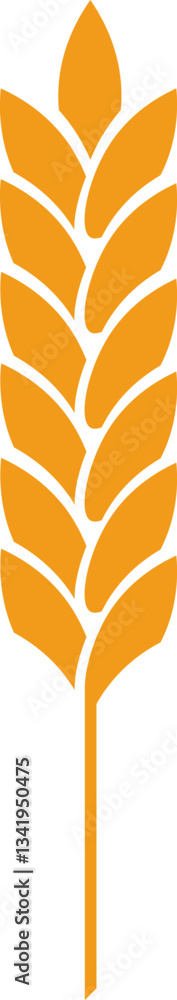 Fototapeta premium Minimalist vector illustration of a single wheat stalk, symbolizing agriculture, farming, harvest, and the food industry, isolated on a white background