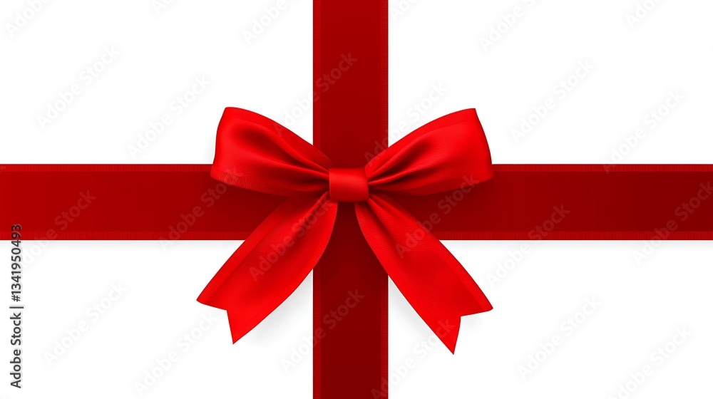 Red ribbon cross on white for gift wrapping Red ribbon cross on white for gift wrapping