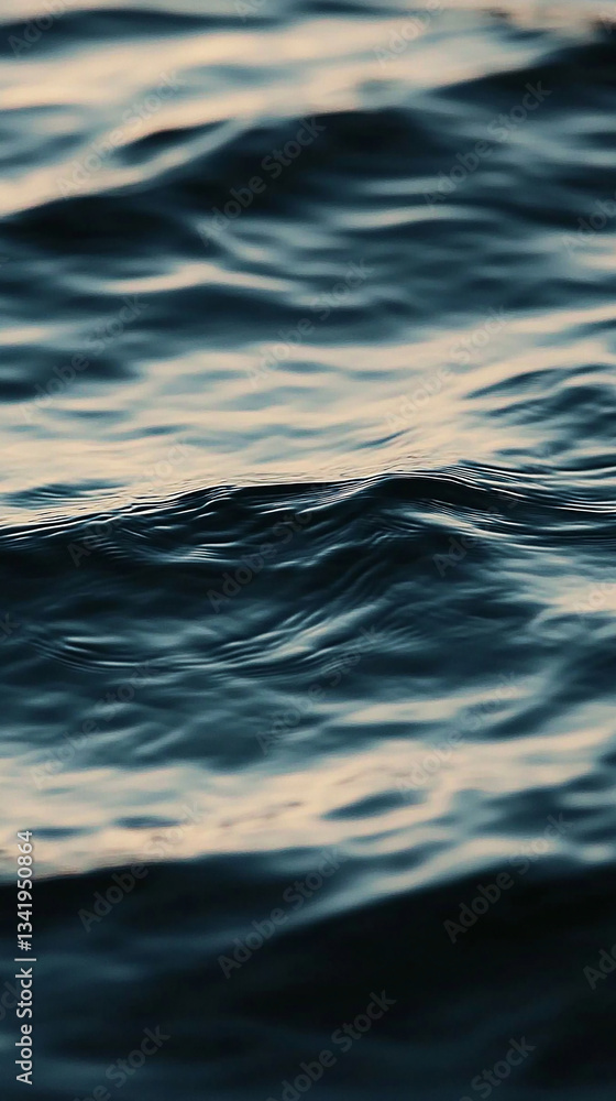 Naklejka premium Serene ocean waves gently lapping against each other under a twilight sky, creating a calming atmosphere