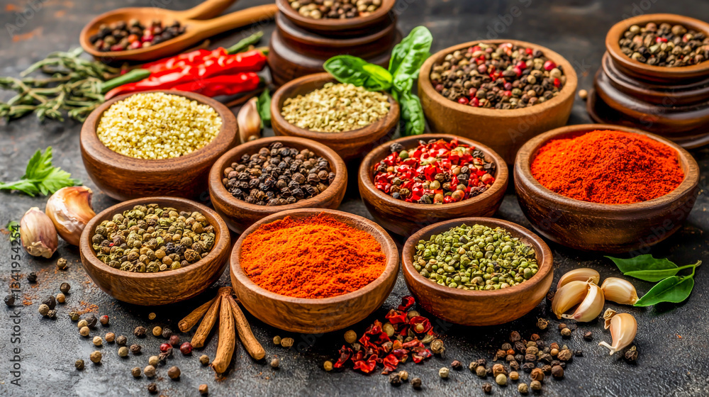 Aromatic and Flavorful Assortment of Various Culinary Spices Aromatic and Flavorful Assortment of Various Culinary Spices