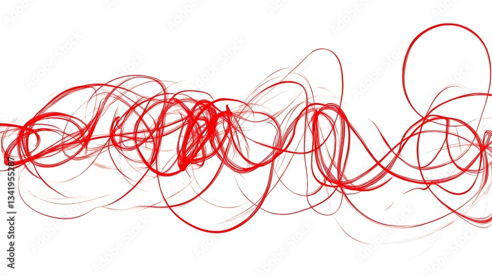 Red swirl line art over white background Red swirl line art over white background