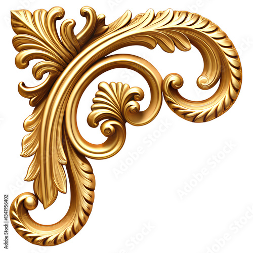 Vintage golden decorative element isolated on a transparent background