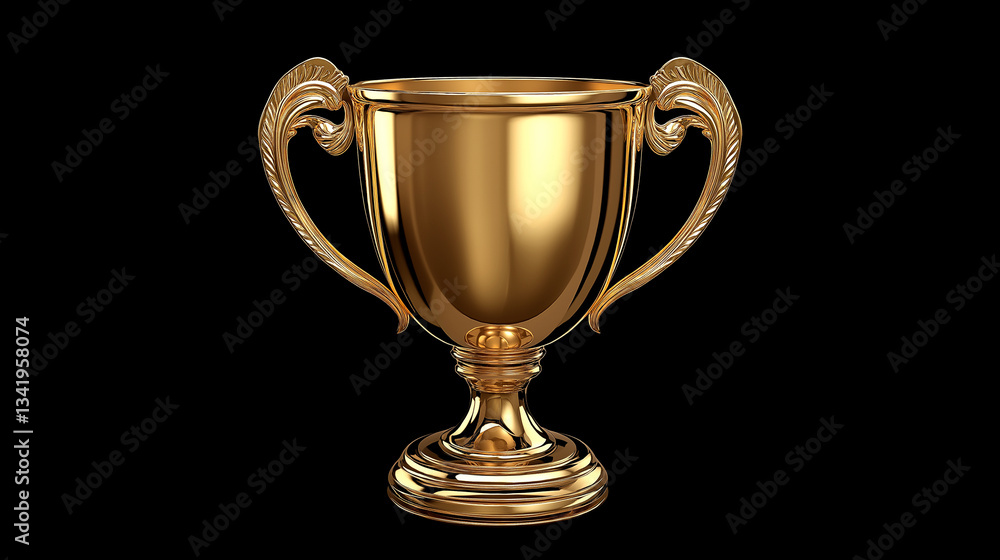 golden cup isolated on black background