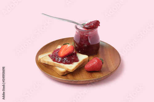 Wooden plate of tasty toast...