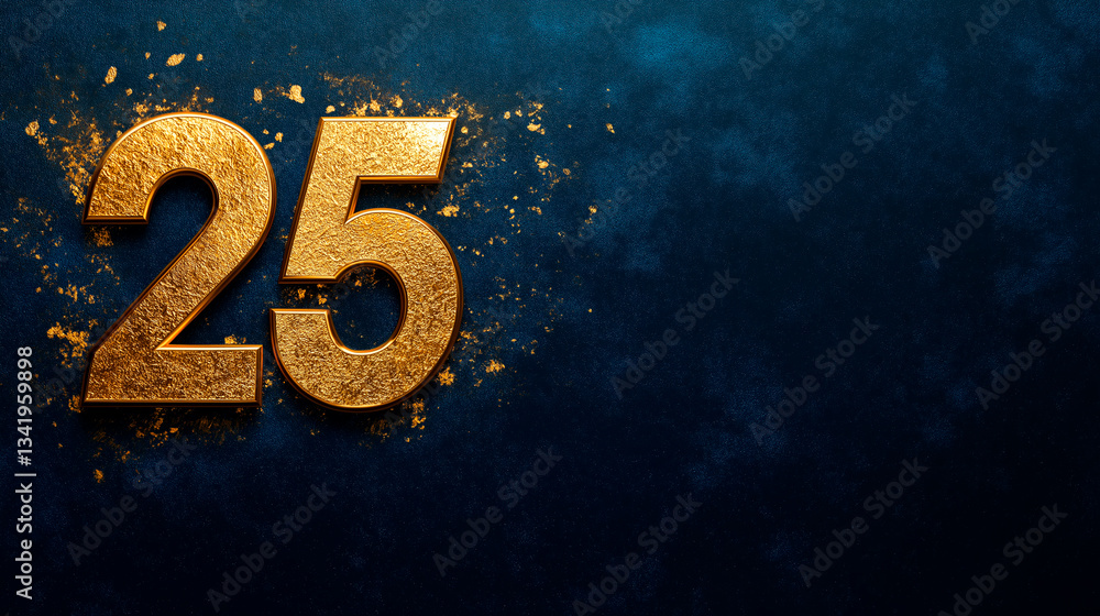 The number 25 on a blue background