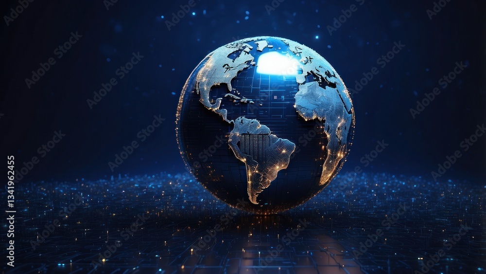 Fototapeta premium Global Network Illuminated Earth