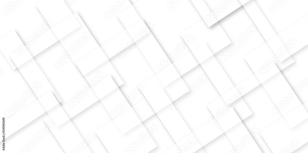 Minimal White Abstract Geometric Background with Overlapping Square Layers Minimal White Abstract Geometric Background with Overlapping Square Layers