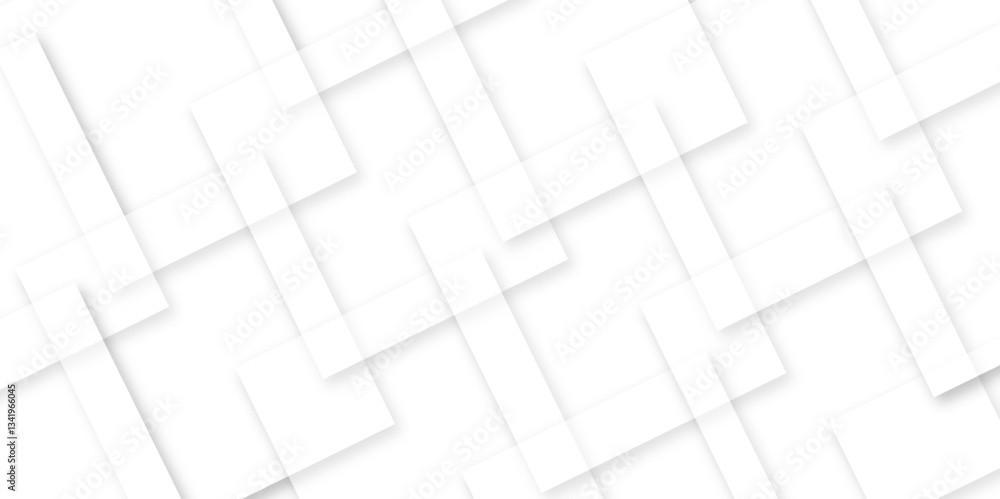 Minimal White Abstract Geometric Background with Overlapping Square Layers Minimal White Abstract Geometric Background with Overlapping Square Layers
