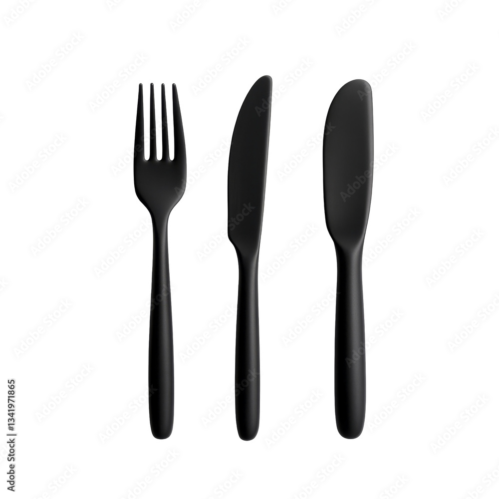 Sleek black spoon fork and knife set for modern minimal dining experience Sleek black spoon fork and knife set for modern minimal dining experience
