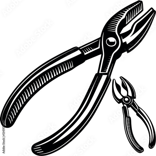 A tongs silhouette vector on white background.