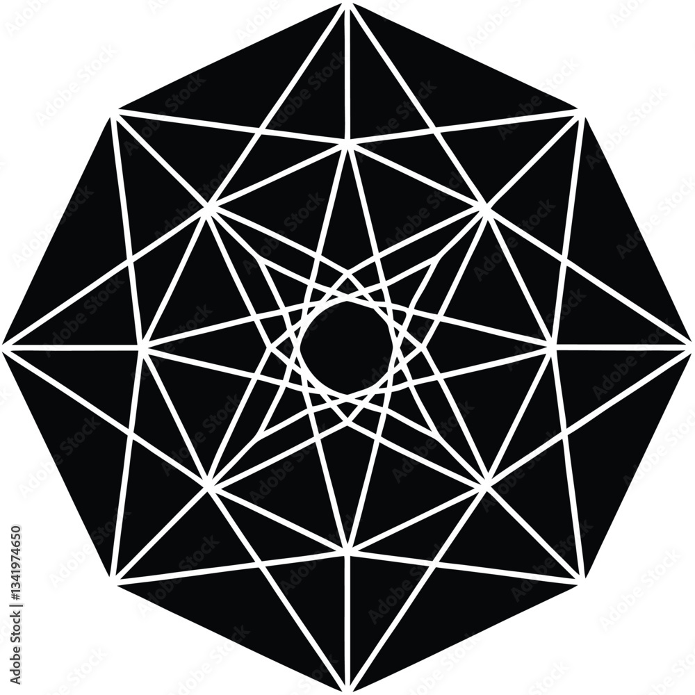 vector Geometric Spiral within a Decagon ion white background vector Geometric Spiral within a Decagon ion white background