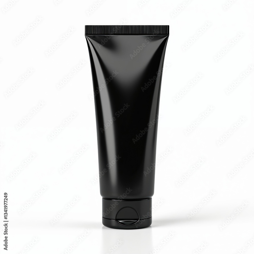 Black shiny plastic tube for cream gel mockup. Blank template package isolated. Cosmetic product design, bodycare, hygiene. Gel bottle, lotion container, facial cream, medical lubricant, healthcare Black shiny plastic tube for cream gel mockup. Blank template package isolated. Cosmetic product design, bodycare, hygiene. Gel bottle, lotion container, facial cream, medical lubricant, healthcare