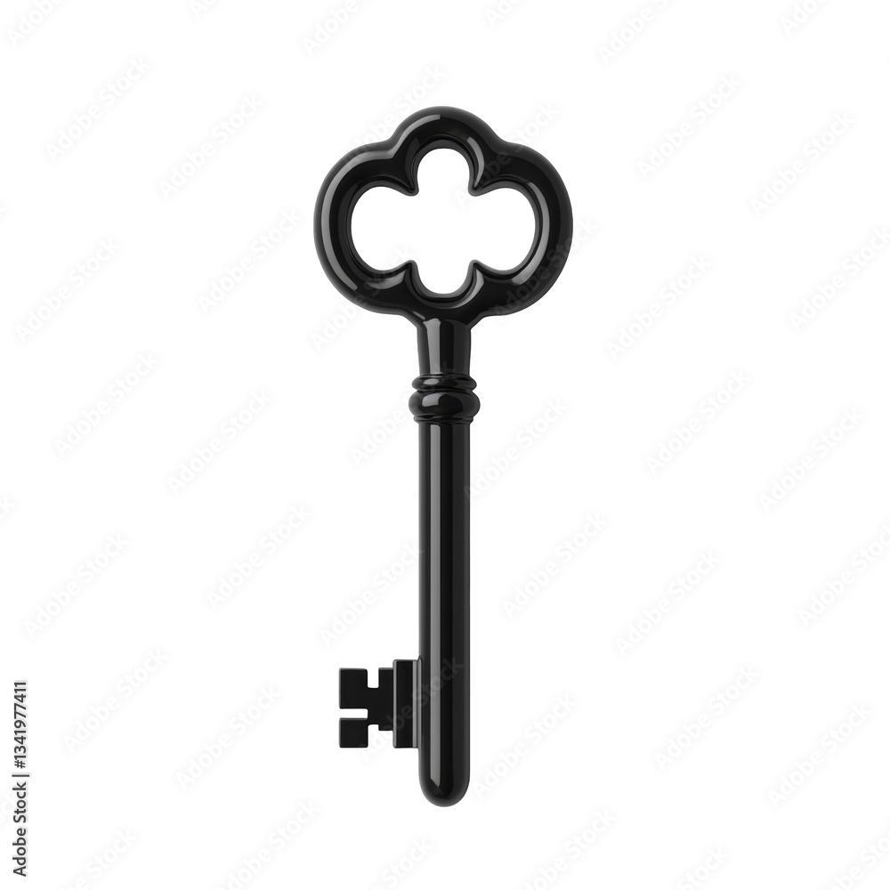 Key with elegant design and classic shape in sleek black finish for style and functionality Key with elegant design and classic shape in sleek black finish for style and functionality