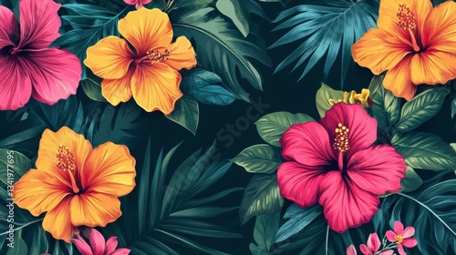 Seamless Vector Floral Design with a Tropical Twist