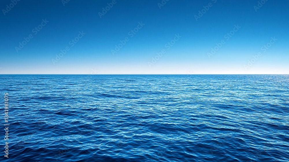 Obraz premium Calm ocean surface under vibrant blue sky