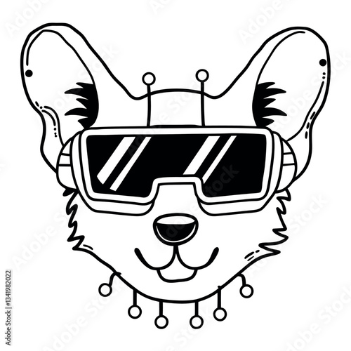 A cartoon space corgi logo representing a software. 