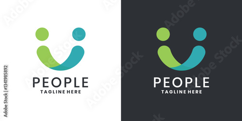 Abstract people logo design for community, togetherness and cooperation