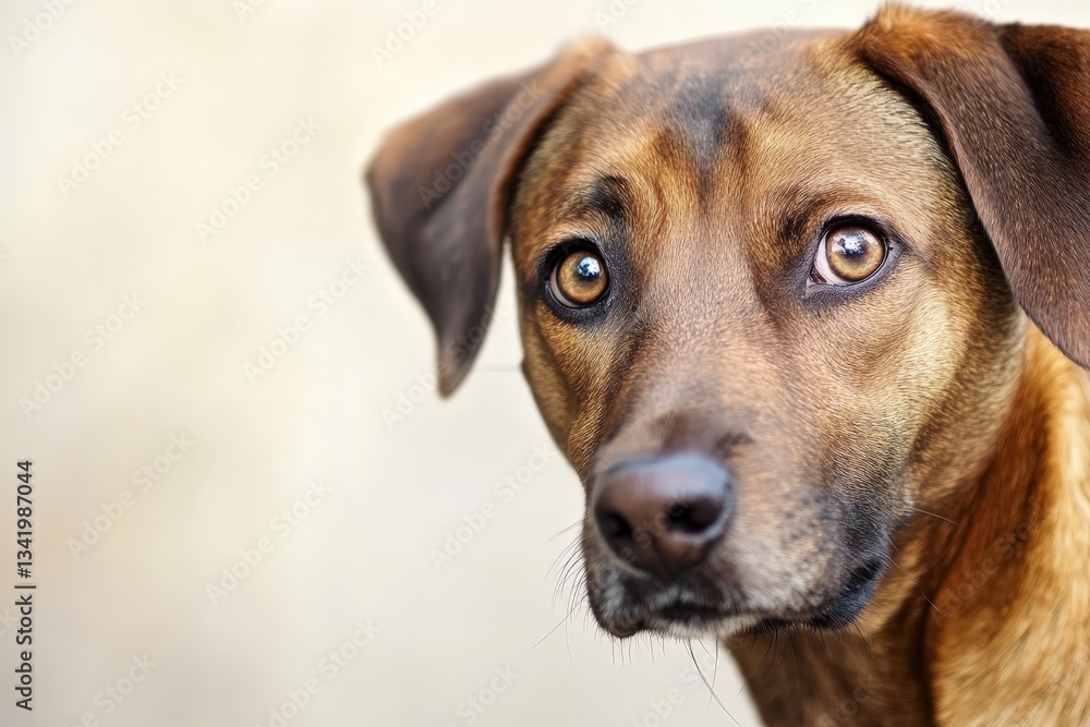 A close up portrait of a brown dog looking at viewer A close up portrait of a brown dog looking at viewer