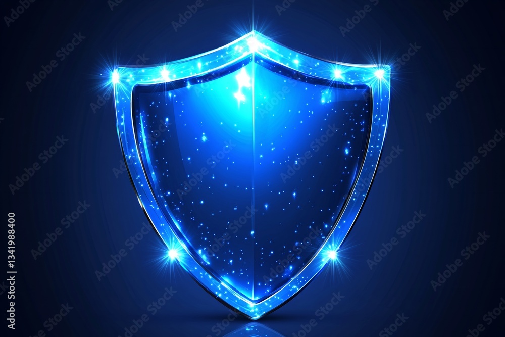 Fototapeta premium Glowing Blue Digital Shield Cybersecurity Protection Concept