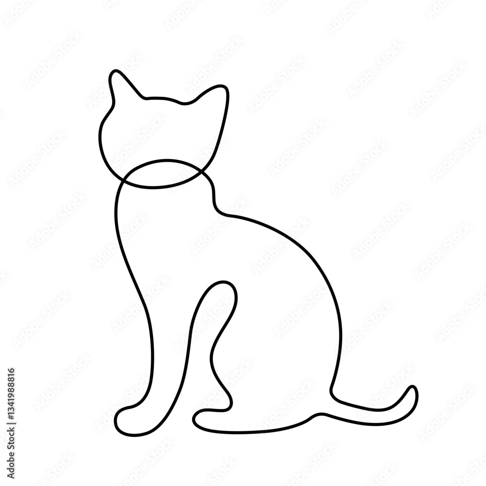 Simple minimalist outline of a sitting cat Simple minimalist outline of a sitting cat
