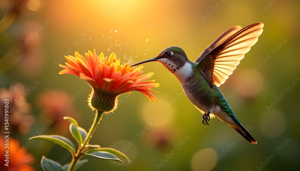 Fototapeta premium hummingbird feeding on flower
