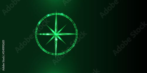 Abstract compass. Low poly style design,dark green background