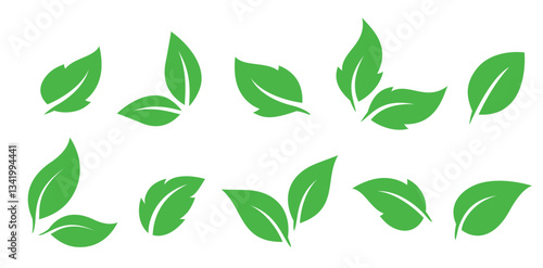 Green leaves vector set icons