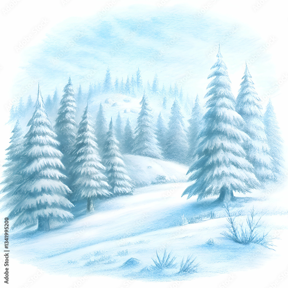 Obraz premium Winter Wonderland. Serene Snow-Covered Forest Landscape