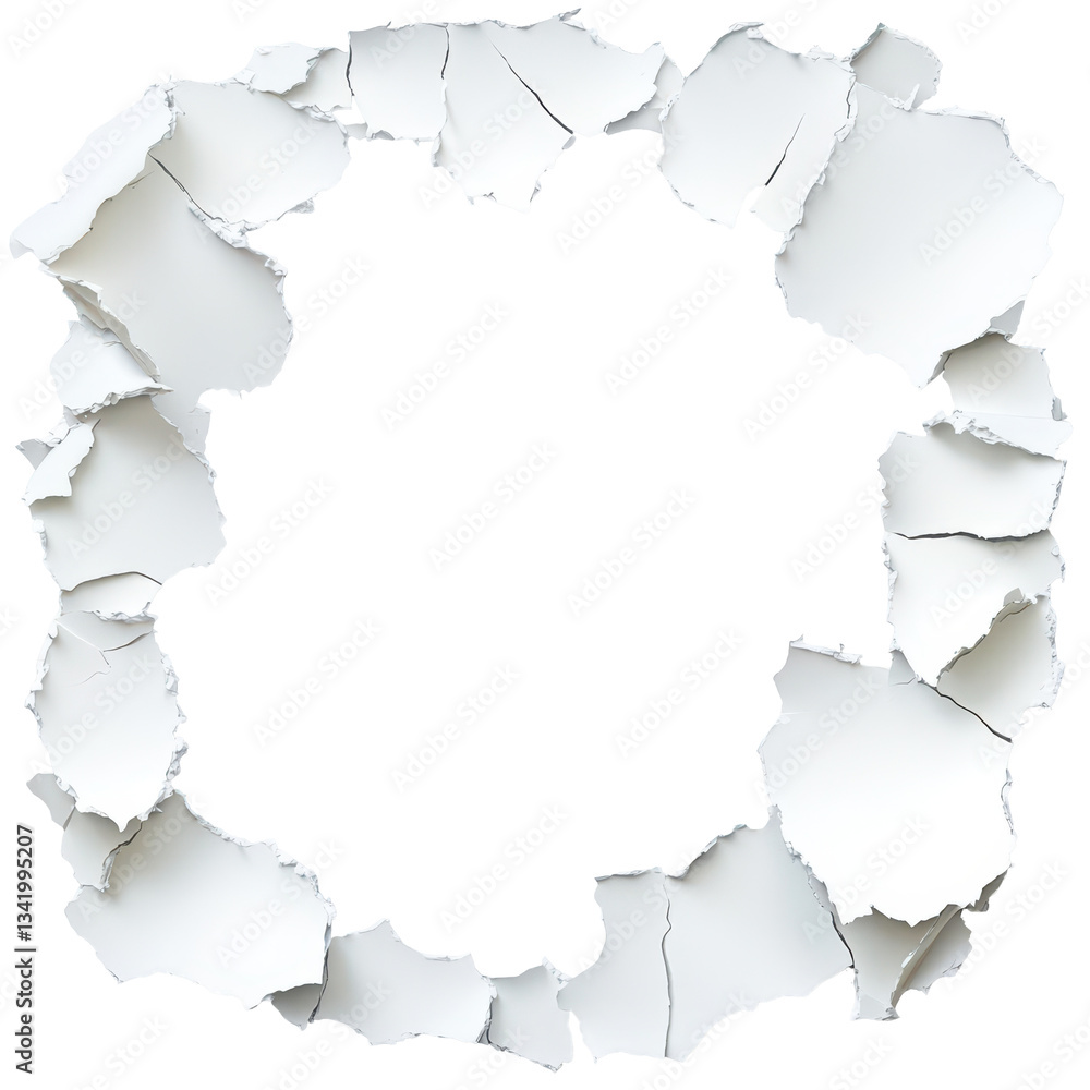 Cracked Circle in Property: A close-up shot reveals a circular opening with a border of fractured and peeling paint, against a backdrop of what was before. Cracked Circle in Property: A close-up shot reveals a circular opening with a border of fractured and peeling paint, against a backdrop of what was before.