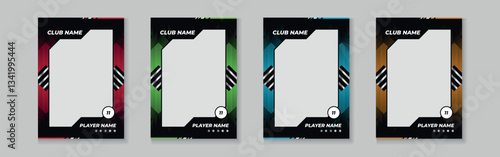 Trading card template design for sports, picture frame for player performance, photo frame or border collection for hockey, basketball and football player, sports flyer design, template eps 10.