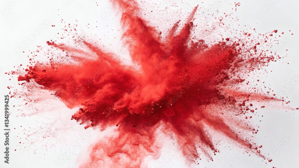 Red Powder Explosion – Dynamic Abstract Dust Burst on White Background Red Powder Explosion – Dynamic Abstract Dust Burst on White Background
