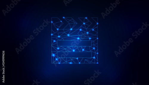 Cut scene icon - With glowing point and lines scales on the dark gradient background. Vector Illustration eps