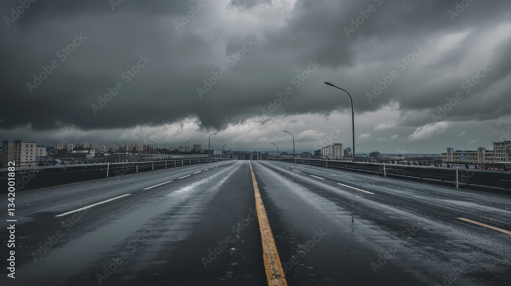 Fototapeta premium Endless road disappearing into the horizon under clear blue sky.