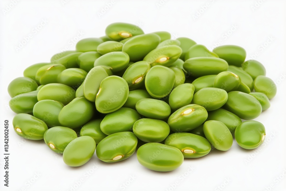 Green beans stacked in a neat pile showcasing their vibrant color and smooth texture on a light background Green beans stacked in a neat pile showcasing their vibrant color and smooth texture on a light background