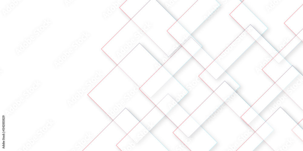 Minimal White Abstract Geometric Background with Overlapping Square Layers Minimal White Abstract Geometric Background with Overlapping Square Layers