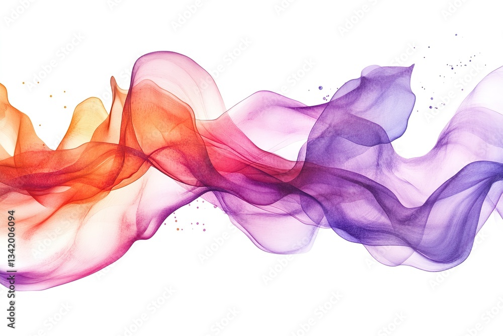 Fototapeta premium Abstract flowing waves of colorful transparent smoke on white background Elegant style